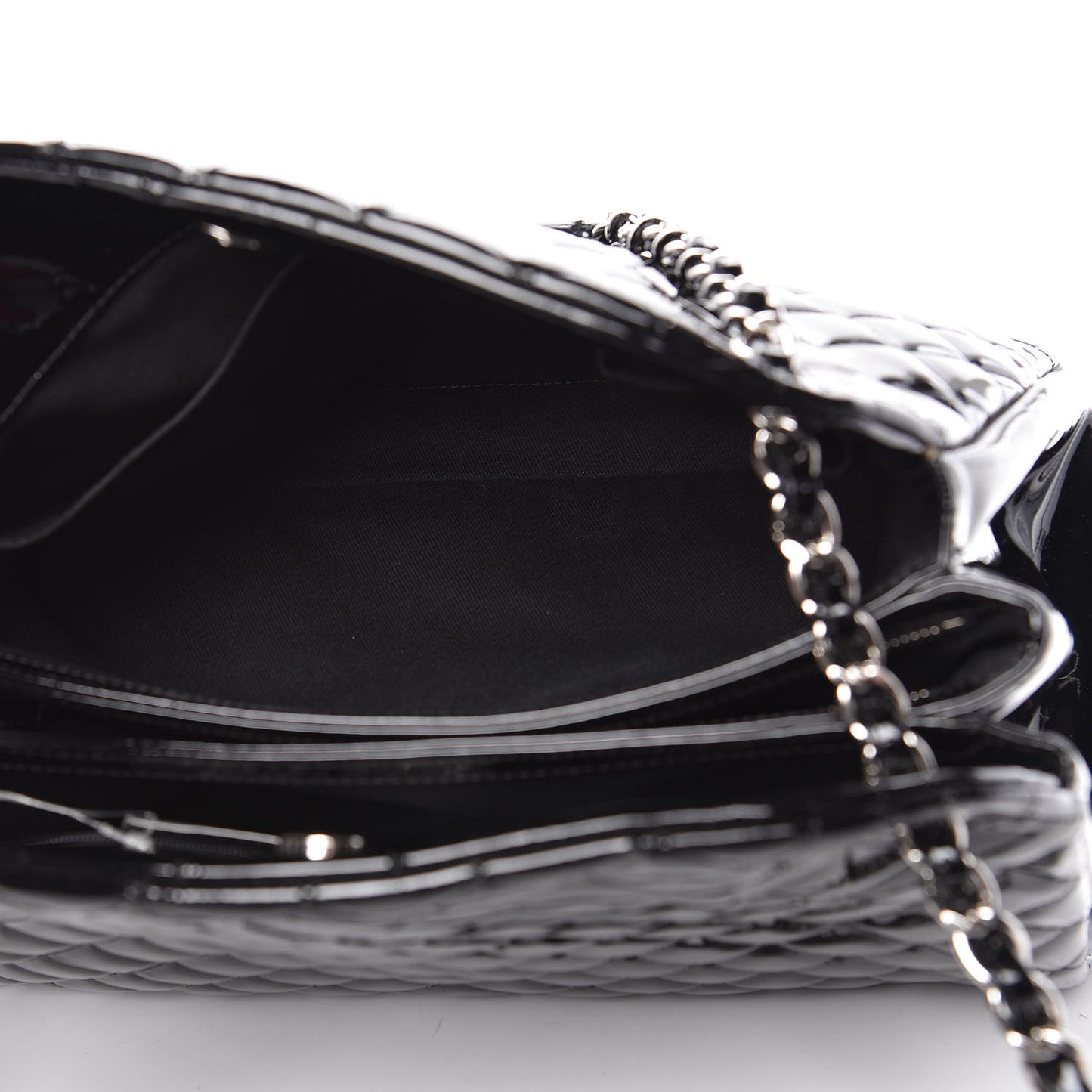 Patent Quilted Large Just Mademoiselle Bowling Bag Black
