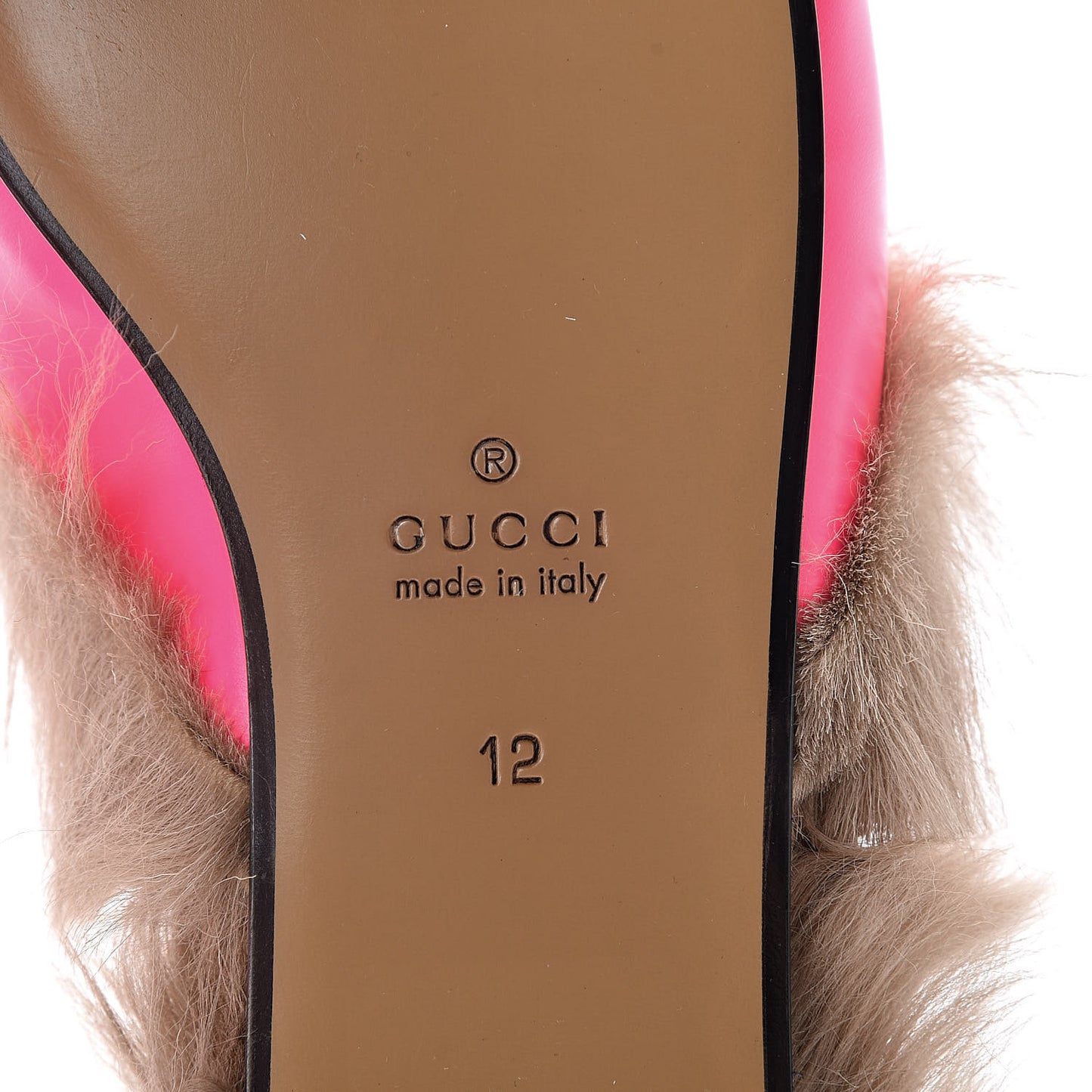 Calfskin Fur Mens Princetown Slippers 12 Fuxia Fluo Natural