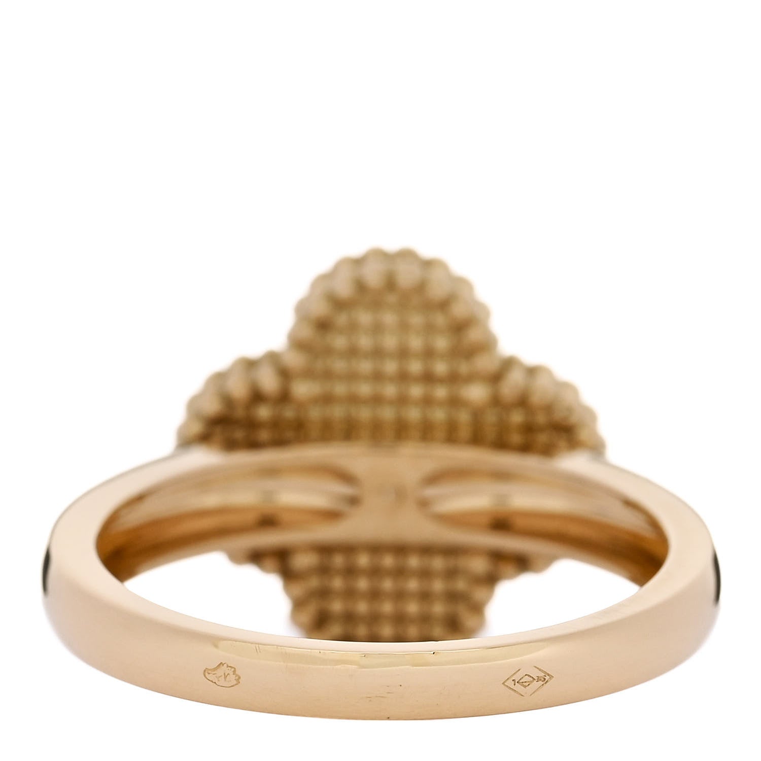 Van Cleef & Arpels 18K Yellow Gold Diamond Mother of Pearl Vintage Alhambra Ring 58 8.25 4 of 5