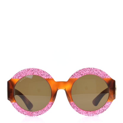 Gucci Acetate Round GG0084S Sunglasses Glitter Fuchsia 2 of 7