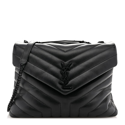 Saint Laurent Calfskin Y Quilted Monogram Monochrome Medium Loulou Chain Satchel Black 1 of 12