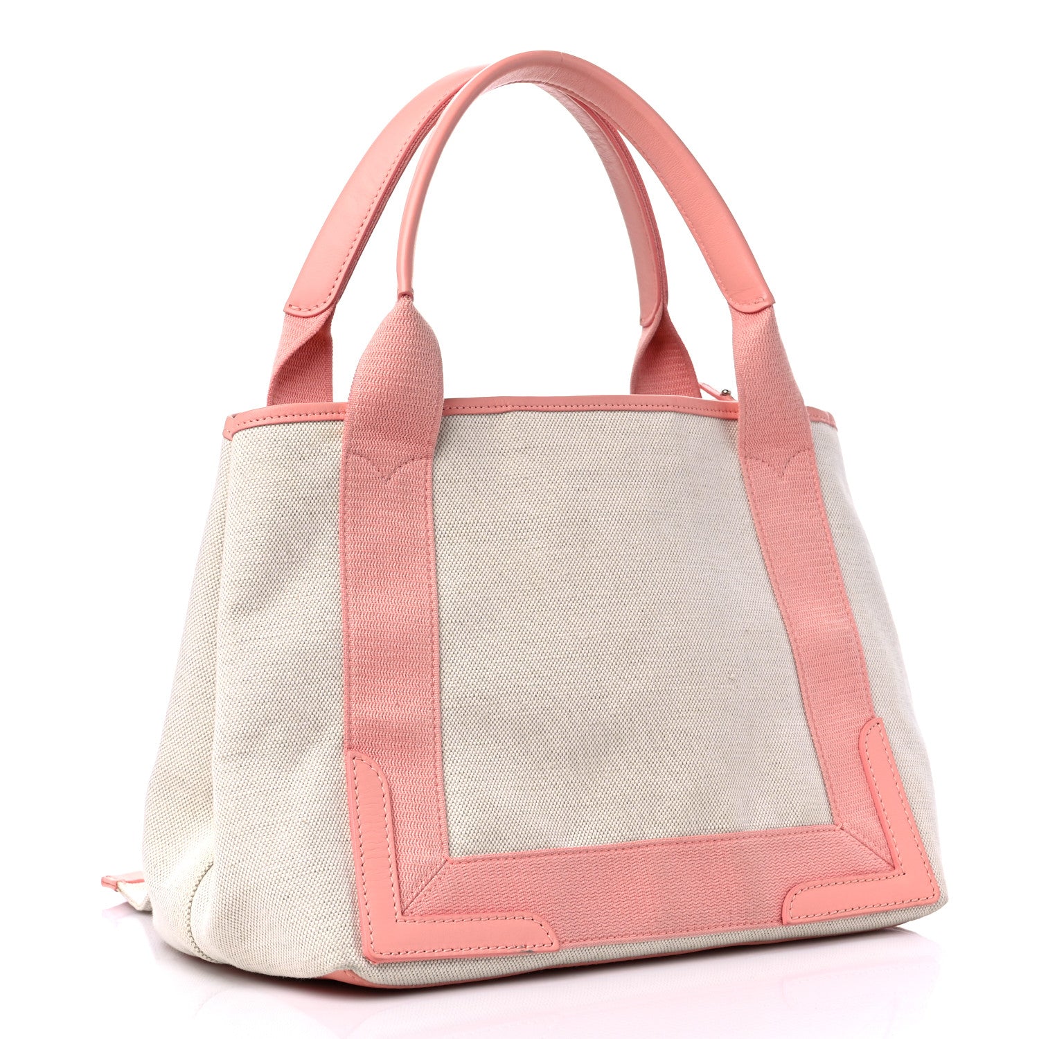 Balenciaga Cotton Canvas Satin Calfskin S Navy Cabas Natural Rose Ballerine 4 of 14