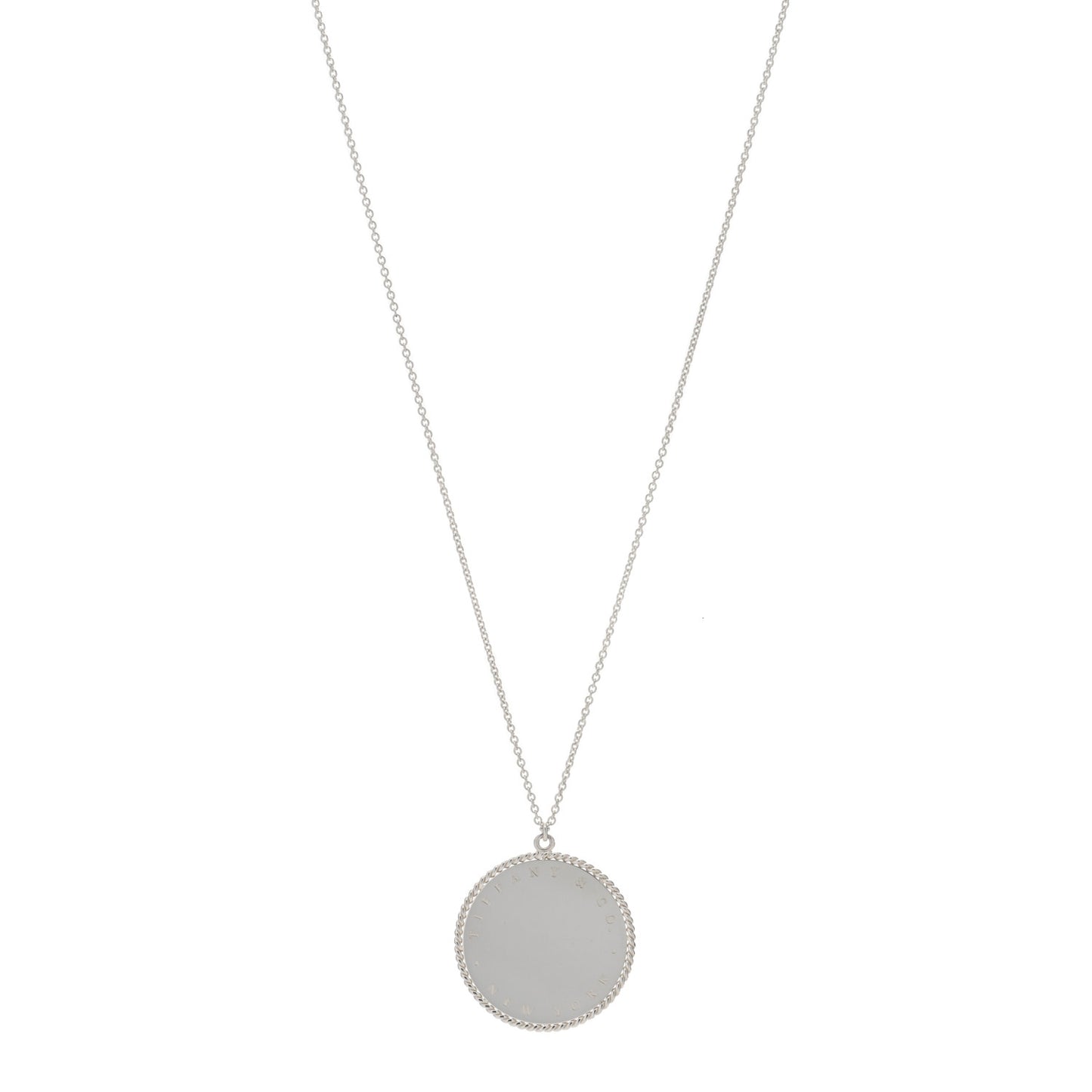Sterling Silver Twist Round Charm Necklace