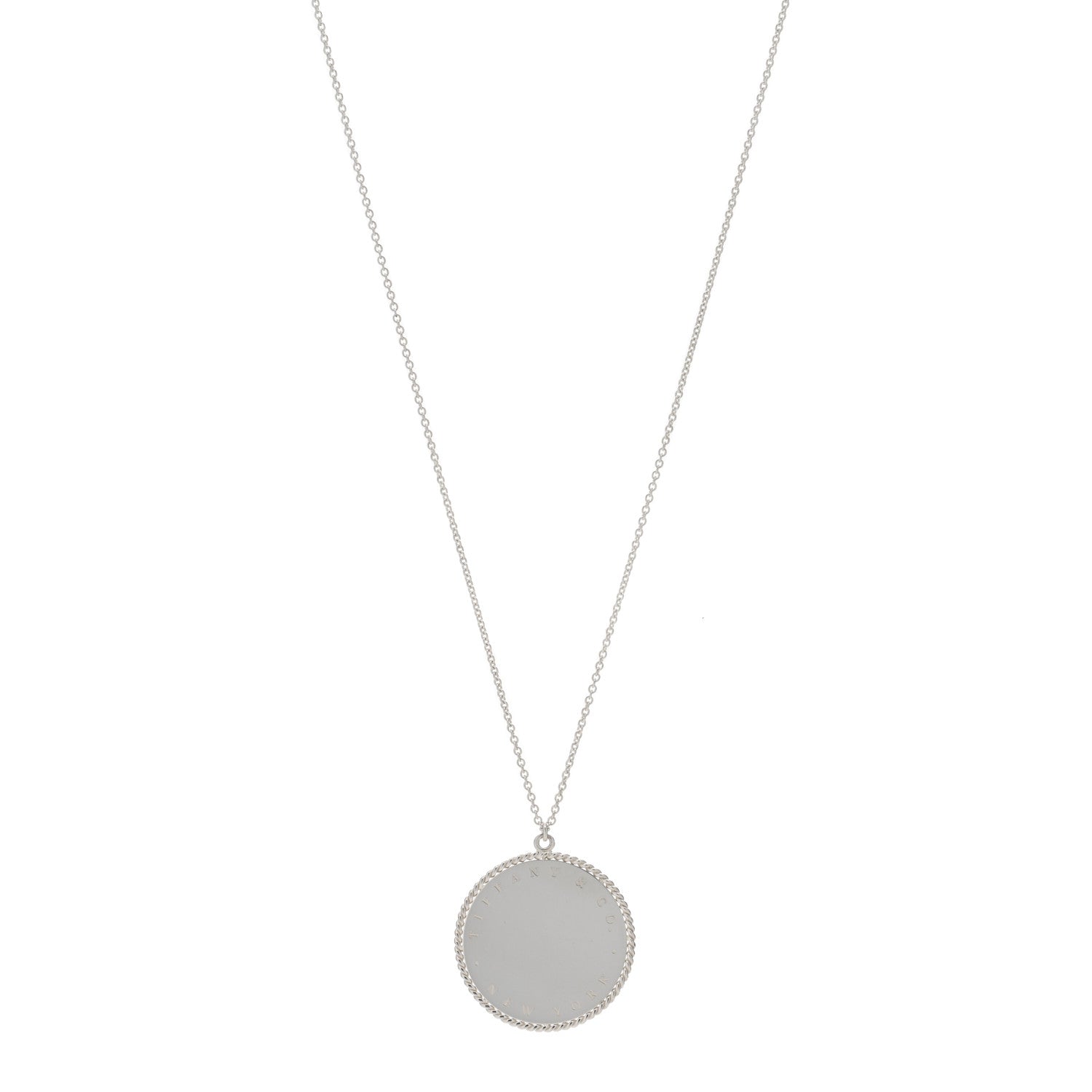 Tiffany Sterling Silver Twist Round Charm Necklace 1 of 3