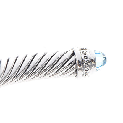 David Yurman Sterling Silver Diamond Blue Topaz 5mm Cable Classics Bracelet 4 of 5
