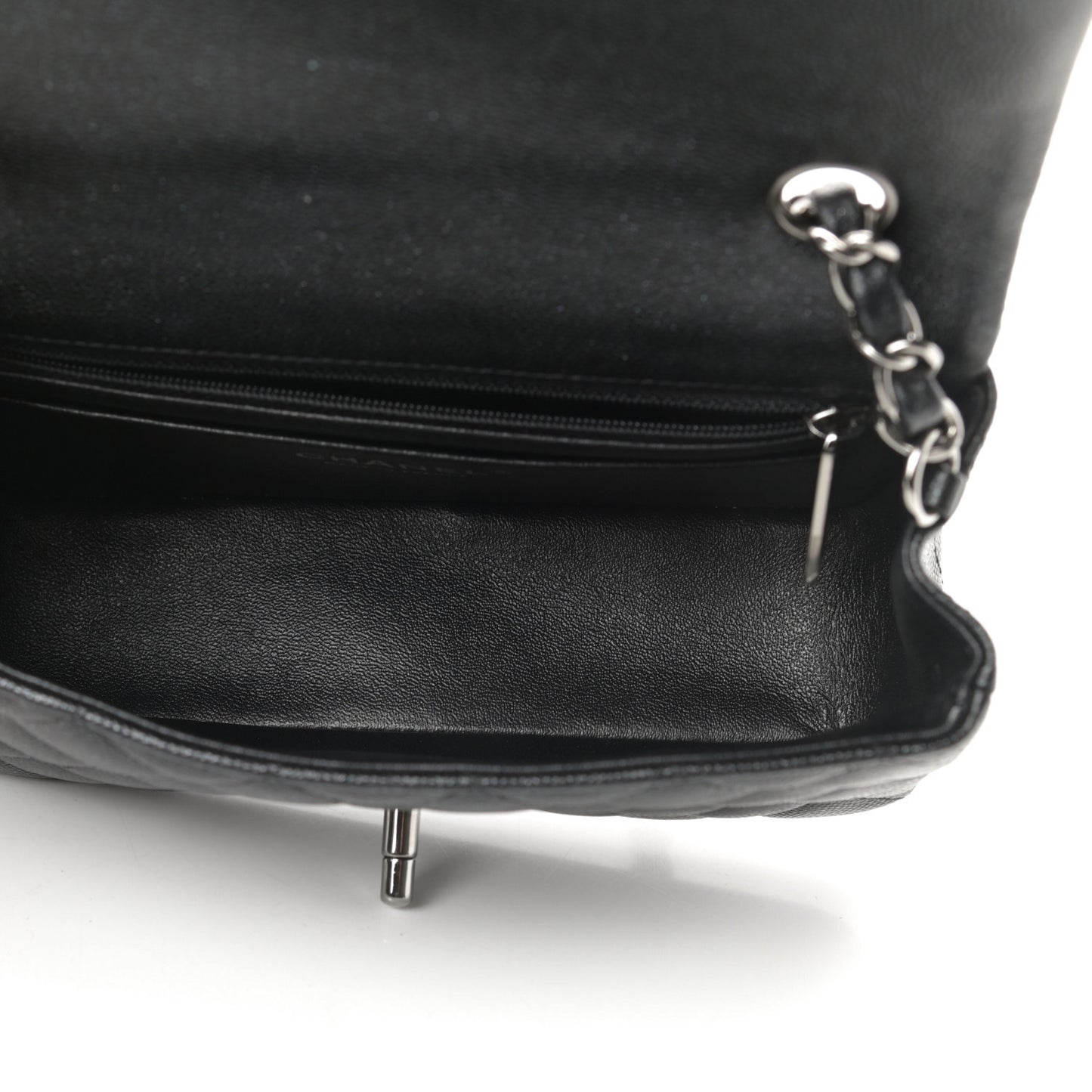 Iridescent Caviar Quilted Mini Rectangular Flap Black