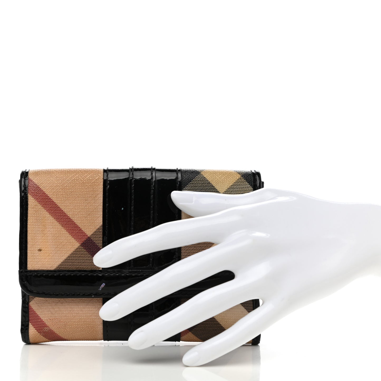 Patent Supernova Check Compact Wallet Black