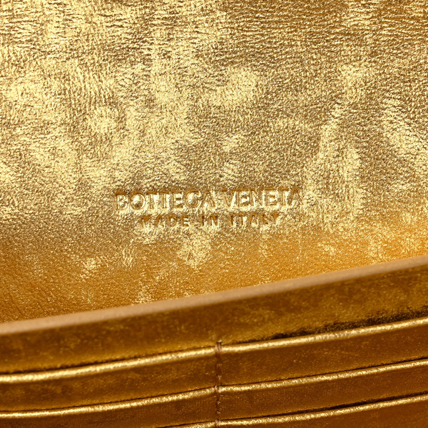 Metallic Satin Lambskin Intrecciato Long Andiamo Top Handle Clutch Gold