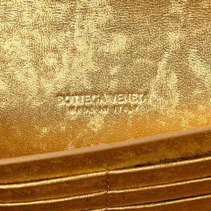 Bottega Veneta Metallic Satin Lambskin Intrecciato Long Andiamo Top Handle Clutch Gold 6 of 8
