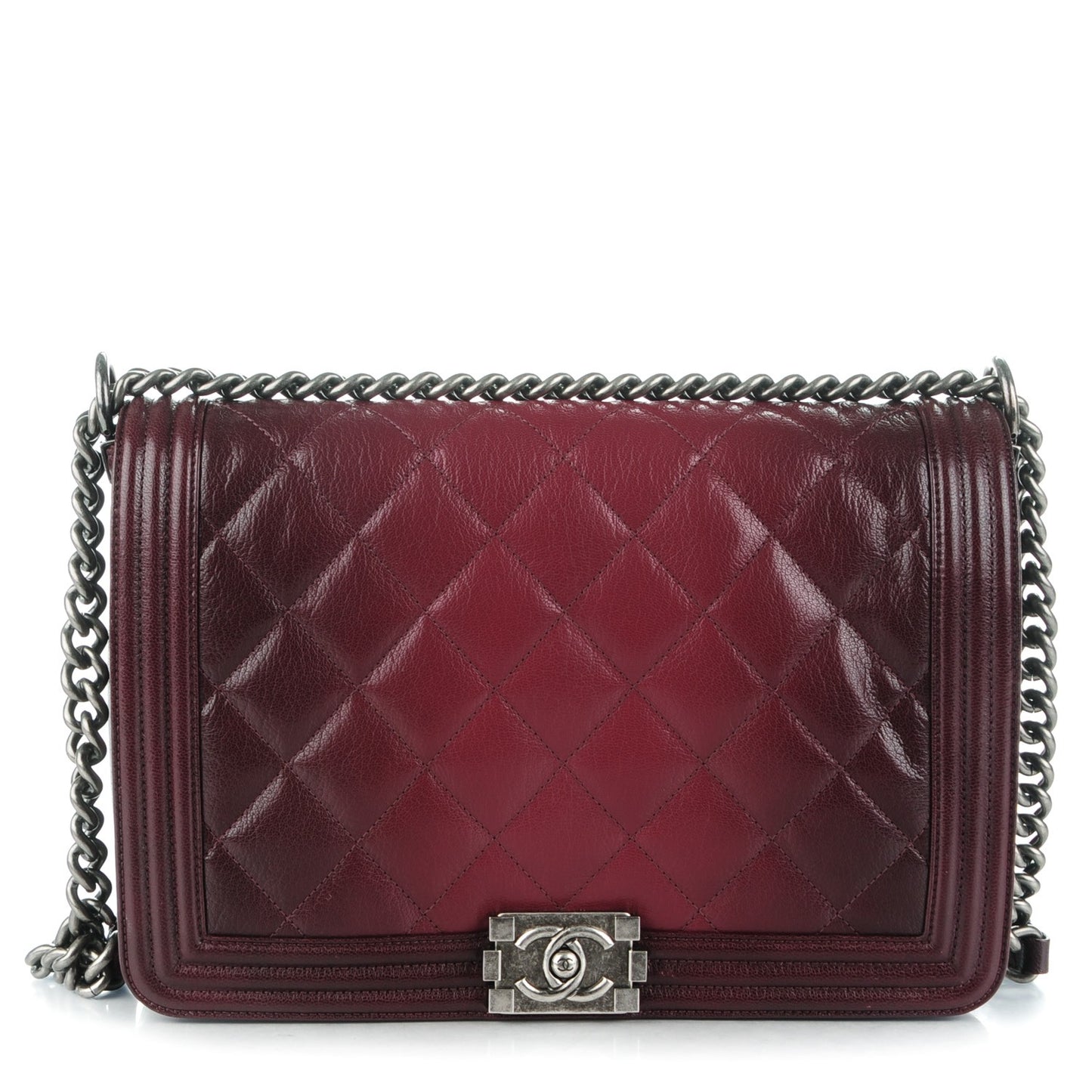 Goatskin Ombre Faded Quilted New Medium Boy Flap Burgundy