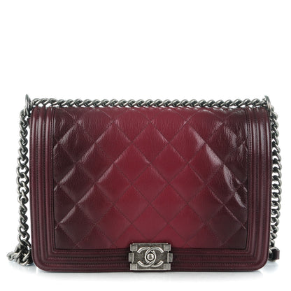 Chanel Goatskin Ombre Faded Quilted New Medium Boy Flap Burgundy 1 of 8