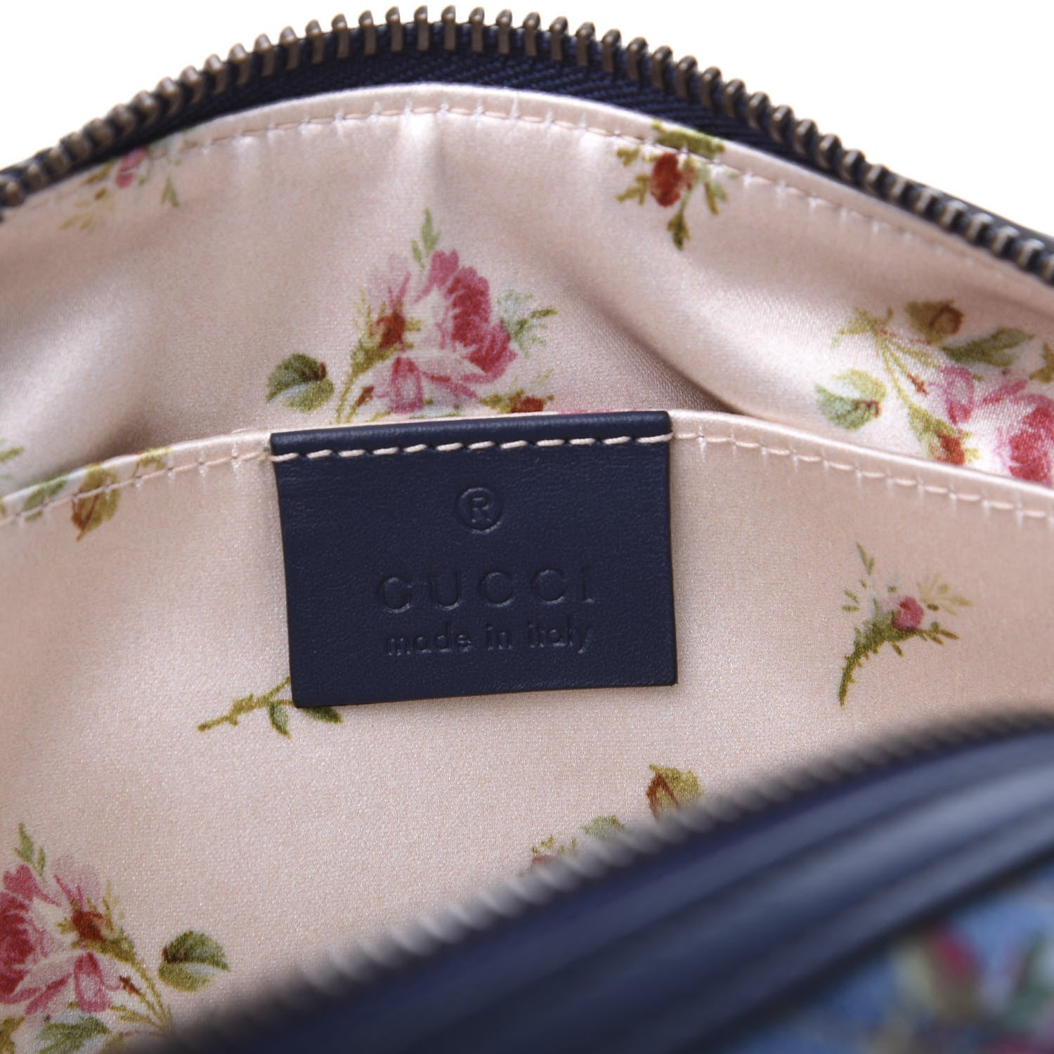 Gucci Denim Matelasse Flora GG Marmont Cosmetic Case Blue 6 of 7