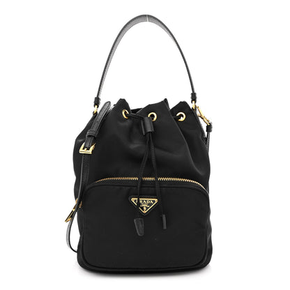 Prada Saffiano Tessuto Nylon Mini Bucket Crossbody Bag Black 1 of 12