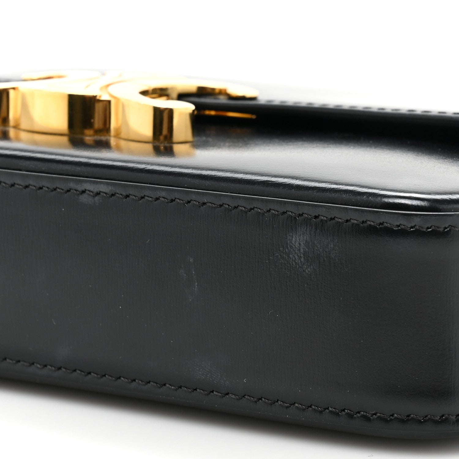 Celine Shiny Calfskin Triomphe Chain Shoulder Bag Black 11 of 12