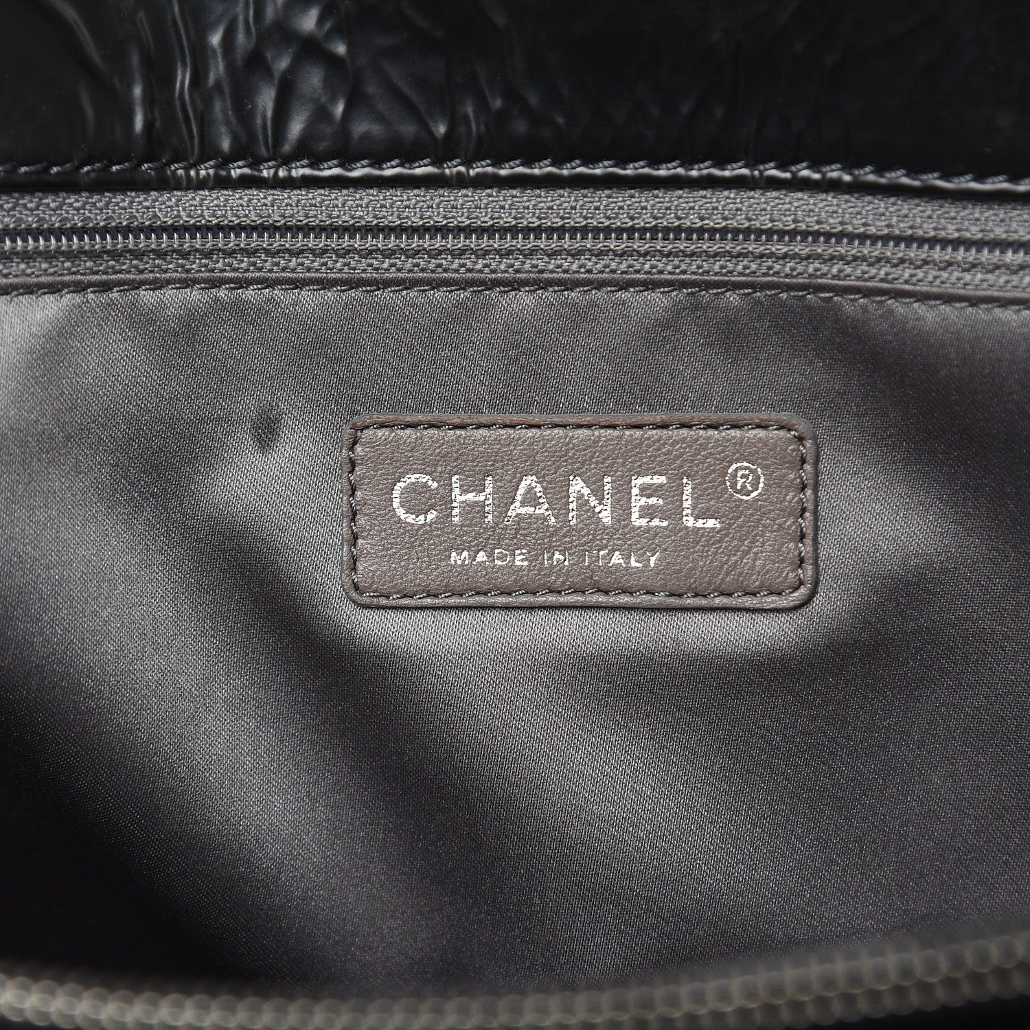 Chanel Aged Glazed Nylon Quilted Shopping Tote Dark Grey 5 of 23
