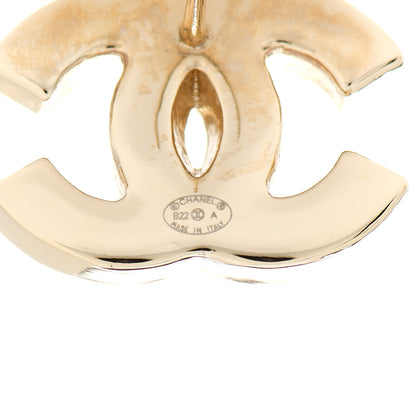 Chanel Enamel CC Earrings Gold White 4 of 6