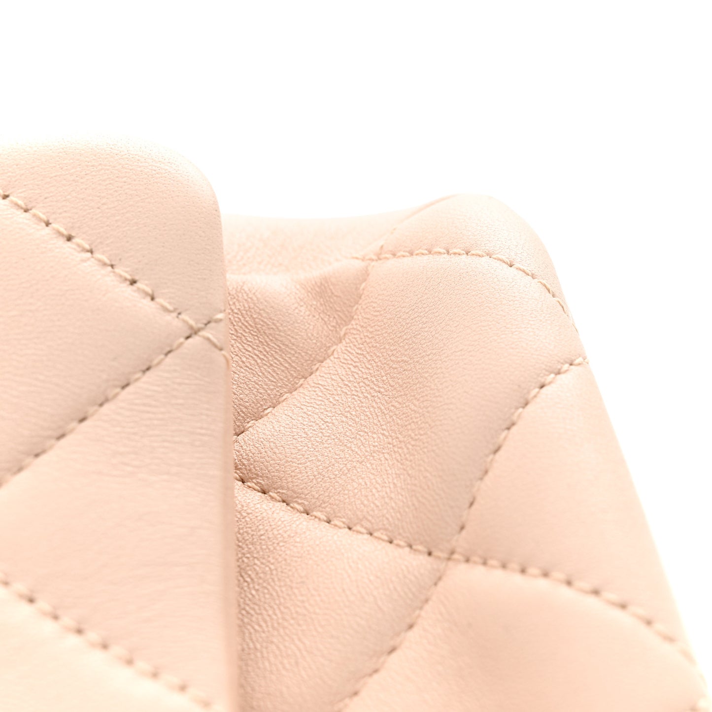Lambskin Quilted Resin Bi-Color Chain Flap Bag Light Beige