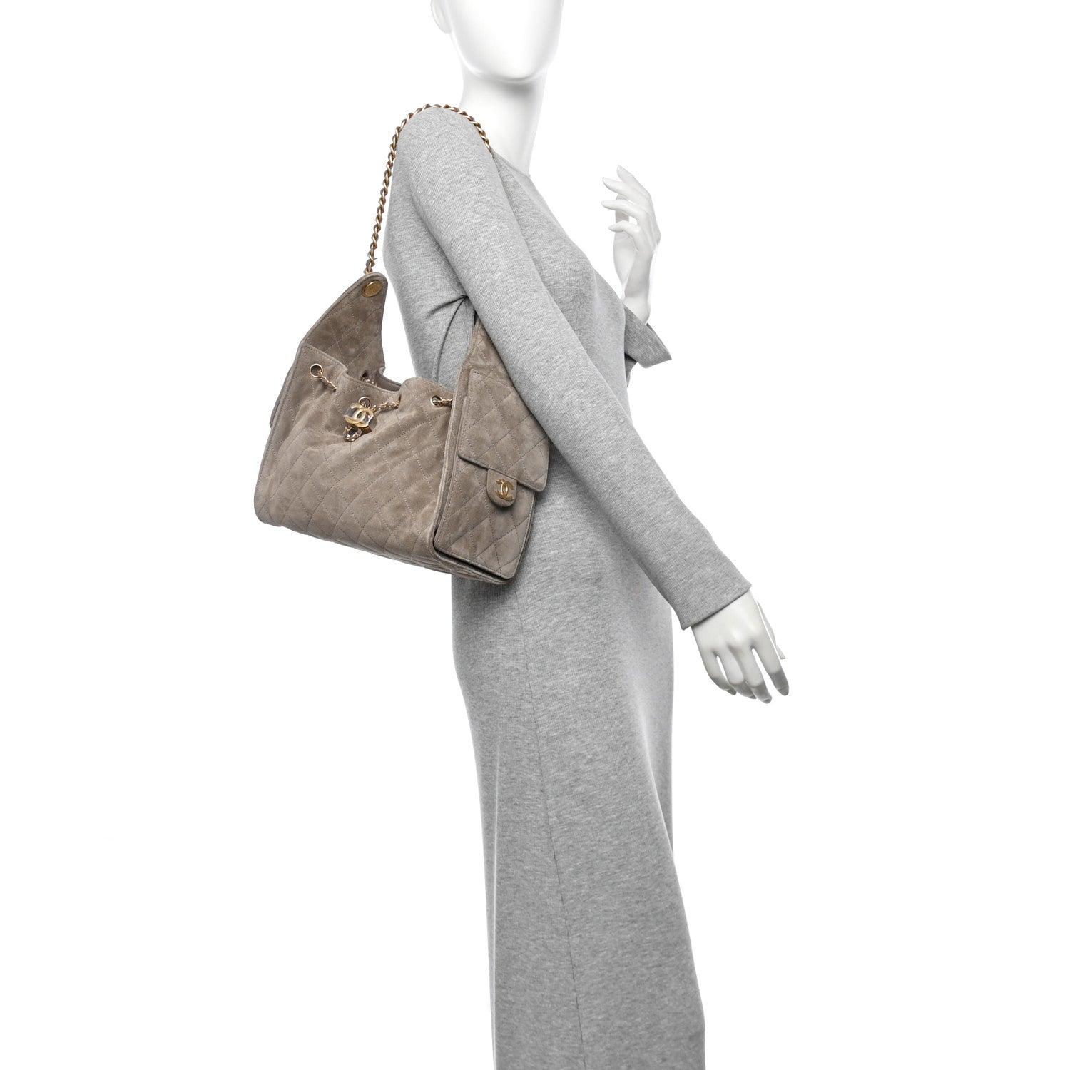 Chanel Suede Quilted Small Chanel 25 Handbag Dark Grey 2 of 10