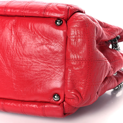 Chanel Lambskin Square Stitched Lax Accordion Hobo Red 8 of 12