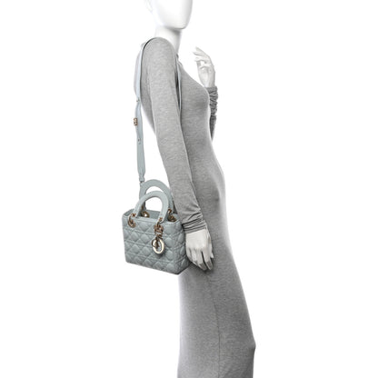 Christian Dior Lambskin Cannage Small My ABCDior Lady Dior Shirt Blue 2 of 13