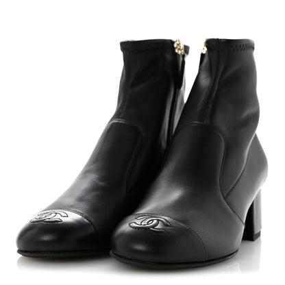 Chanel Stretch Lambskin Cap Toe CC Uniform Short Boots 35 Black 4 of 10