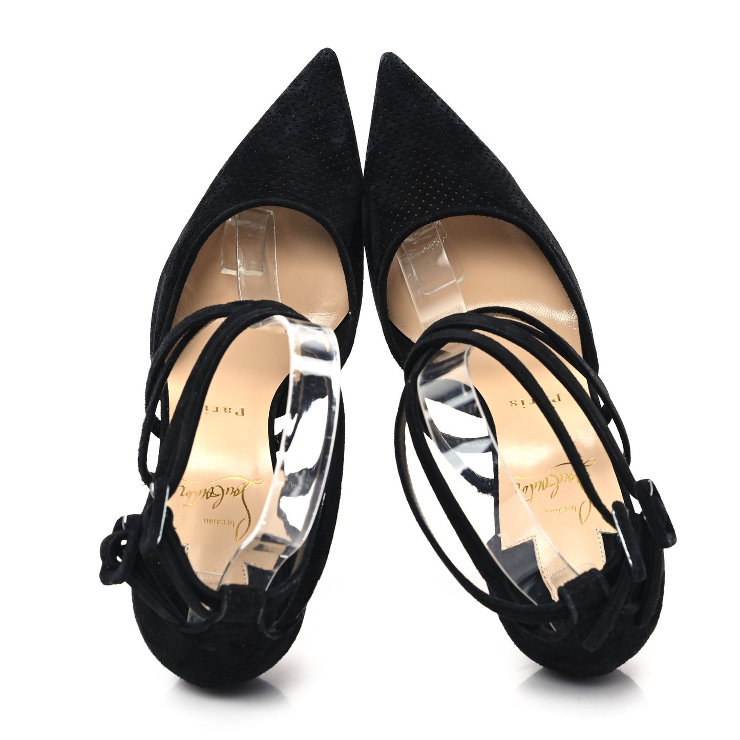 Veau Velours Perforated Victorilla 100 Pumps 38.5 Black