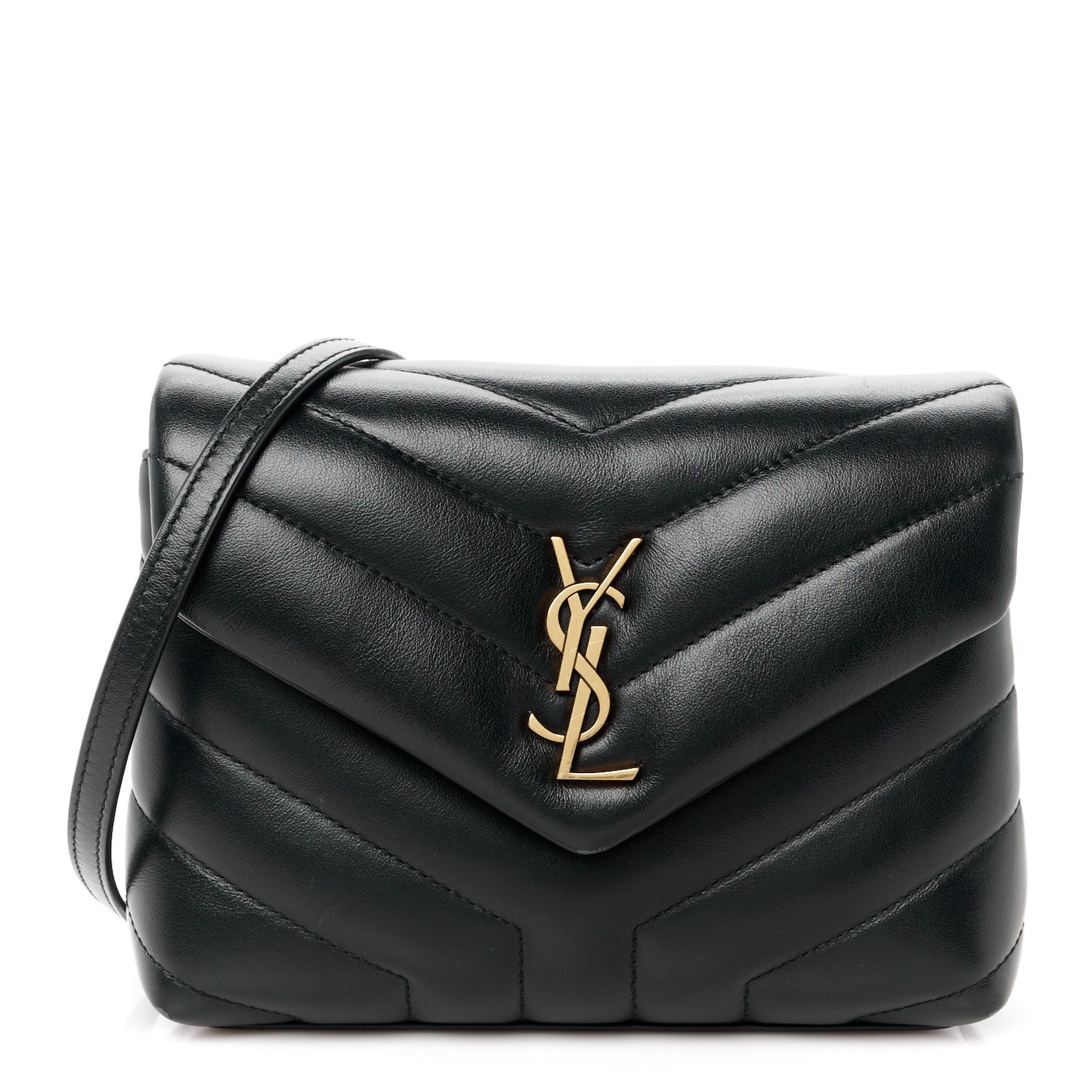 Calfskin Y Quilted Monogram Toy Loulou Crossbody Bag Black