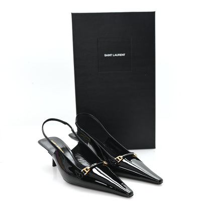 Saint Laurent Patent Bade Slingback Pumps 36 Black 10 of 10