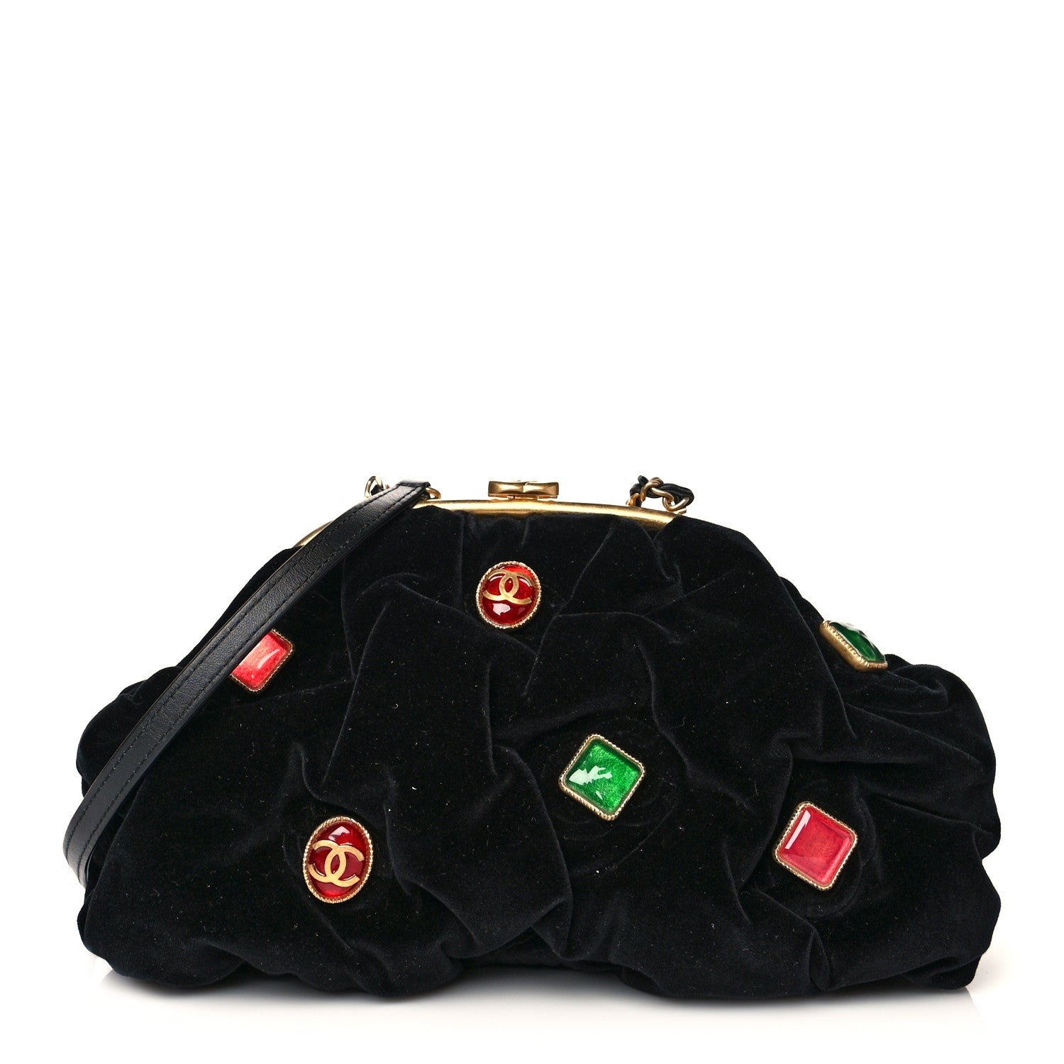 Chanel Resin Velvet Kiss Lock Clutch Black 1 of 9