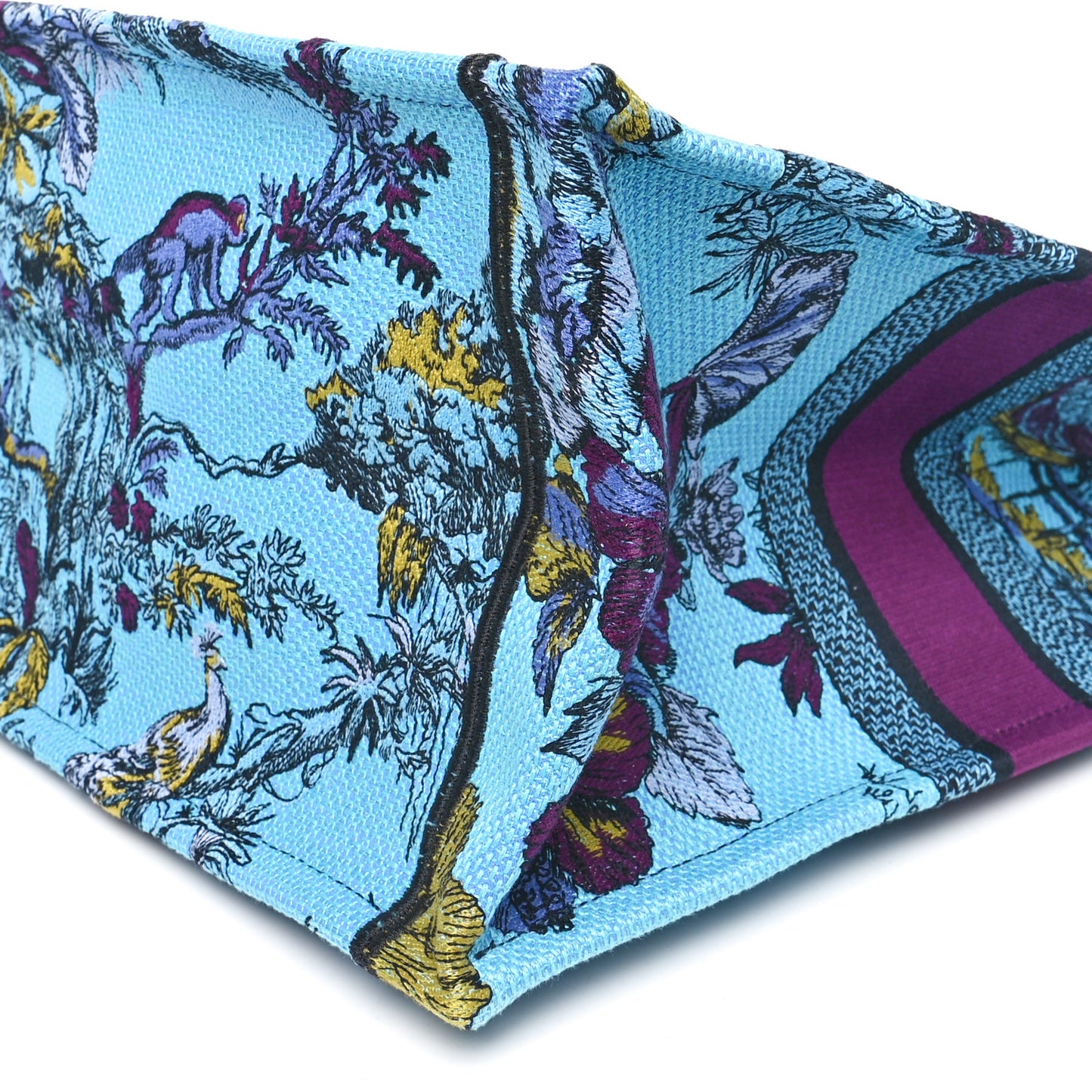 Canvas Embroidered Large Toile de Jouy Voyage Book Tote Celestial Blue