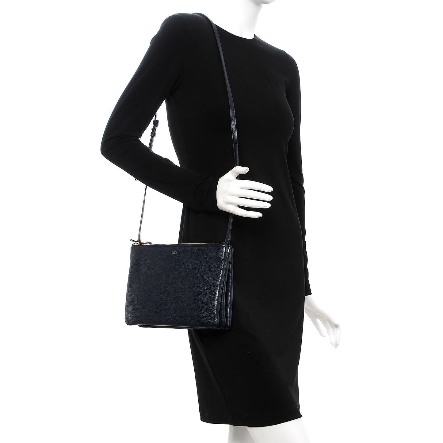 Goatskin Large Trio Crossbody Bag Dark Blue