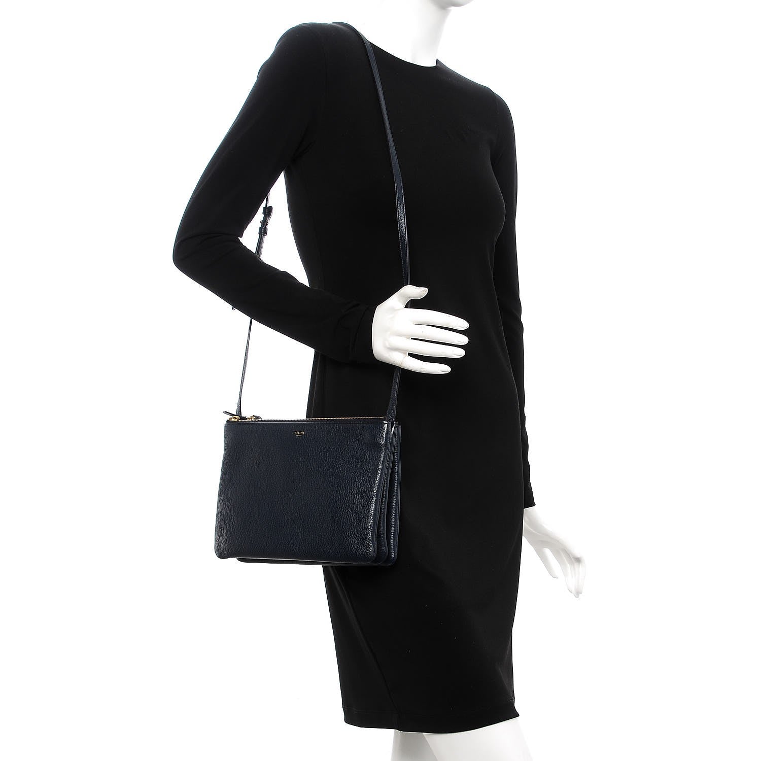 Celine Goatskin Large Trio Crossbody Bag Dark Blue 2 of 10