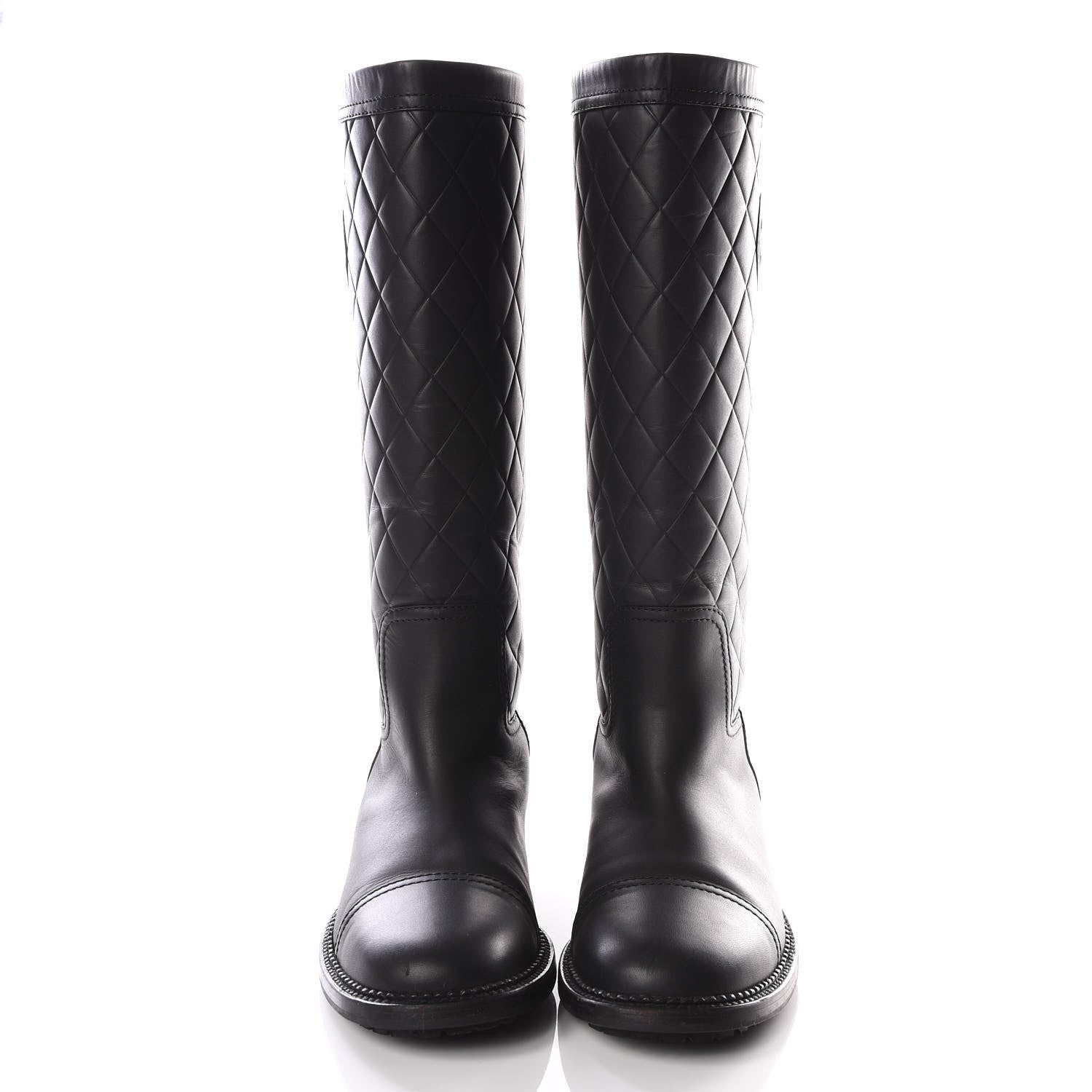 Chanel Oily Calfskin Quilted High Boots 40 Black 2 of 8