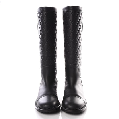 Chanel Oily Calfskin Quilted High Boots 40 Black 2 of 8