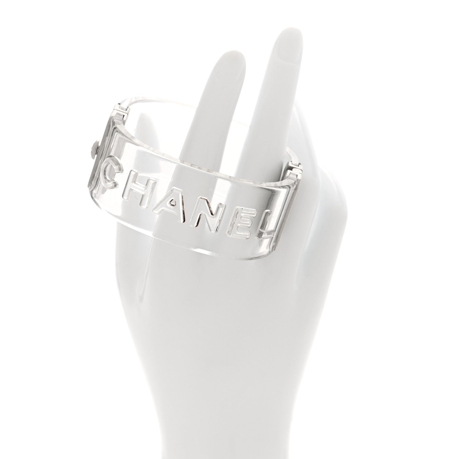 Chanel Metal Resin Logo Cuff Transparent 2 of 4