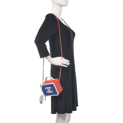 Chanel Caviar Quilted Small CC Filigree Vanity Case Blue White Red 2 of 8