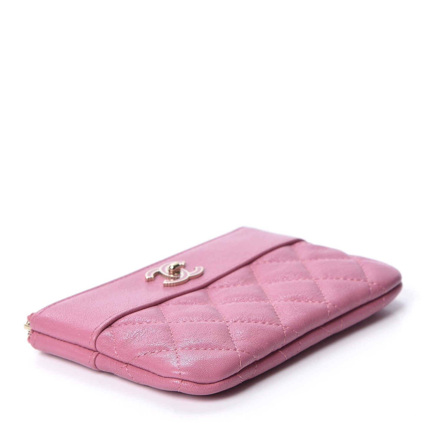 Sheepskin Quilted Small Vintage Mademoiselle Cosmetic Case Dark Pink