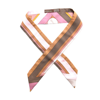 Hermes Silk La Rose Des Vents Twilly Camel Saumon Violine 1 of 3