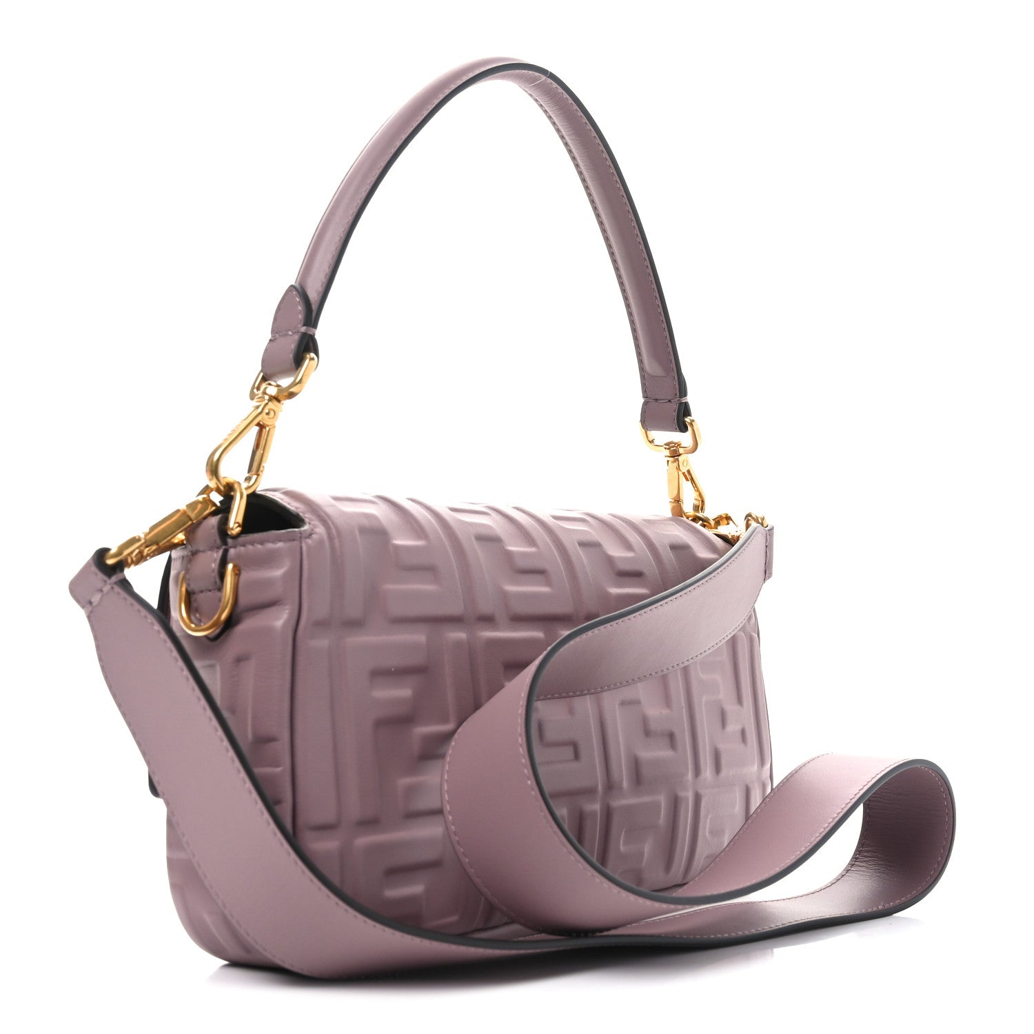 Fendi Nappa FF 1974 Embossed Baguette Dusty Mauve 3 of 10