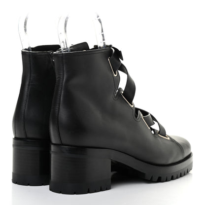 Valentino Garavani Calfskin Plum Lace Up Combat Boots 41 Black 4 of 9