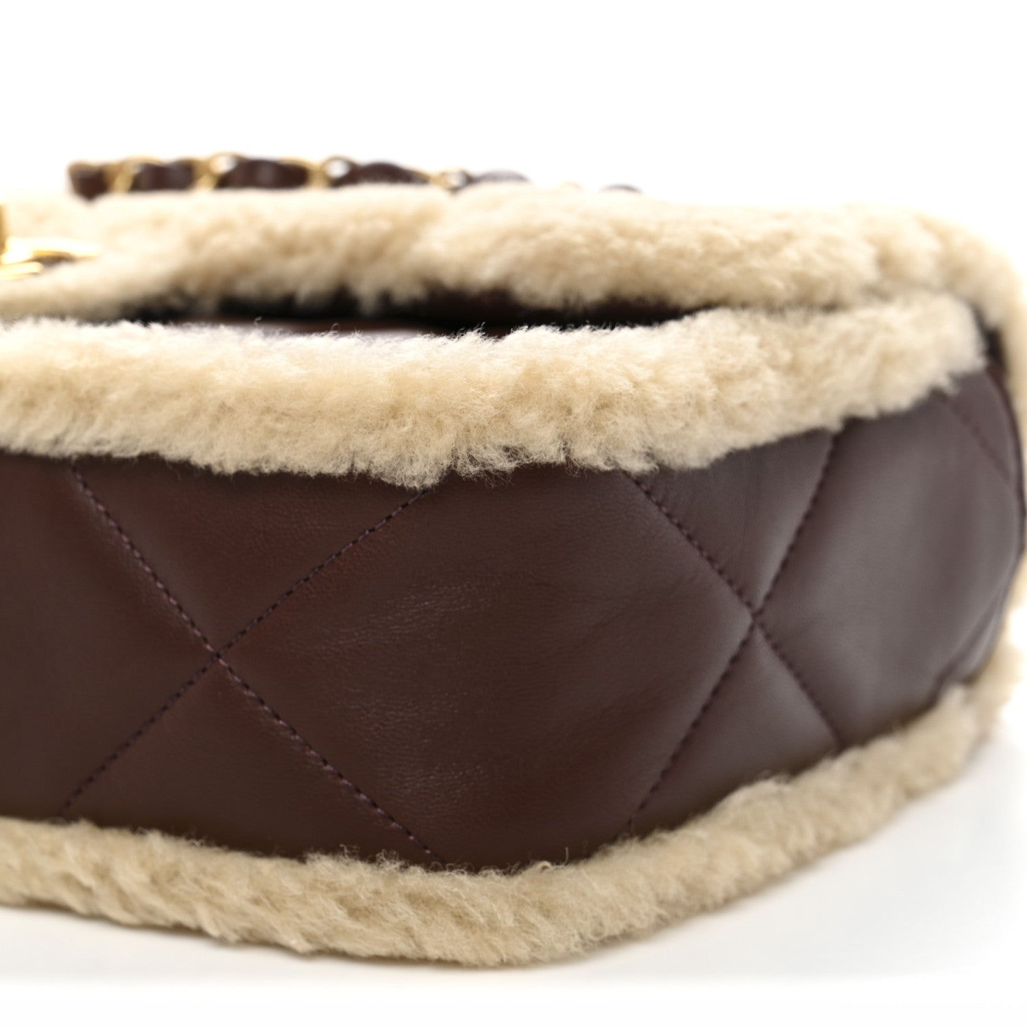 Chanel Shearling Lambskin Quilted Furry Coco Flap Beige Dark Brown