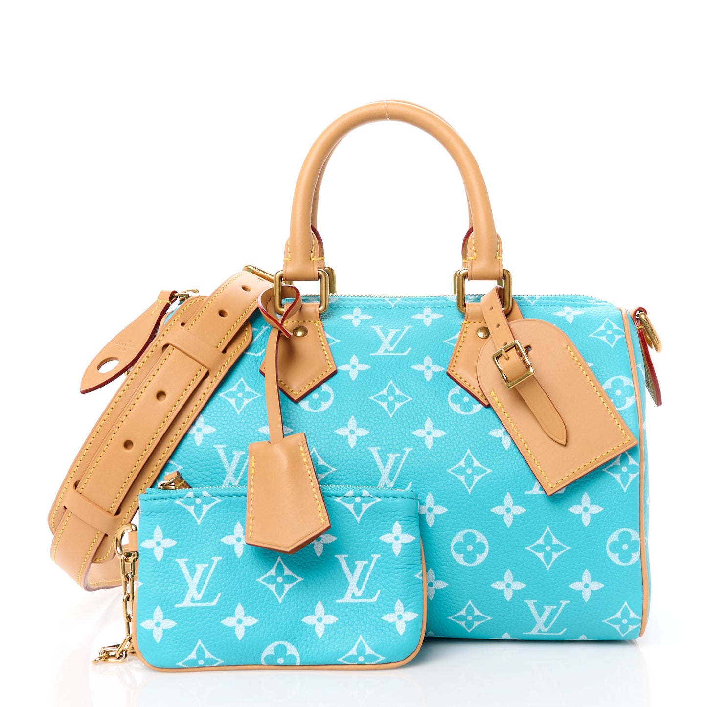 Calfskin Monogram Speedy P9 Bandouliere 25 Turquoise