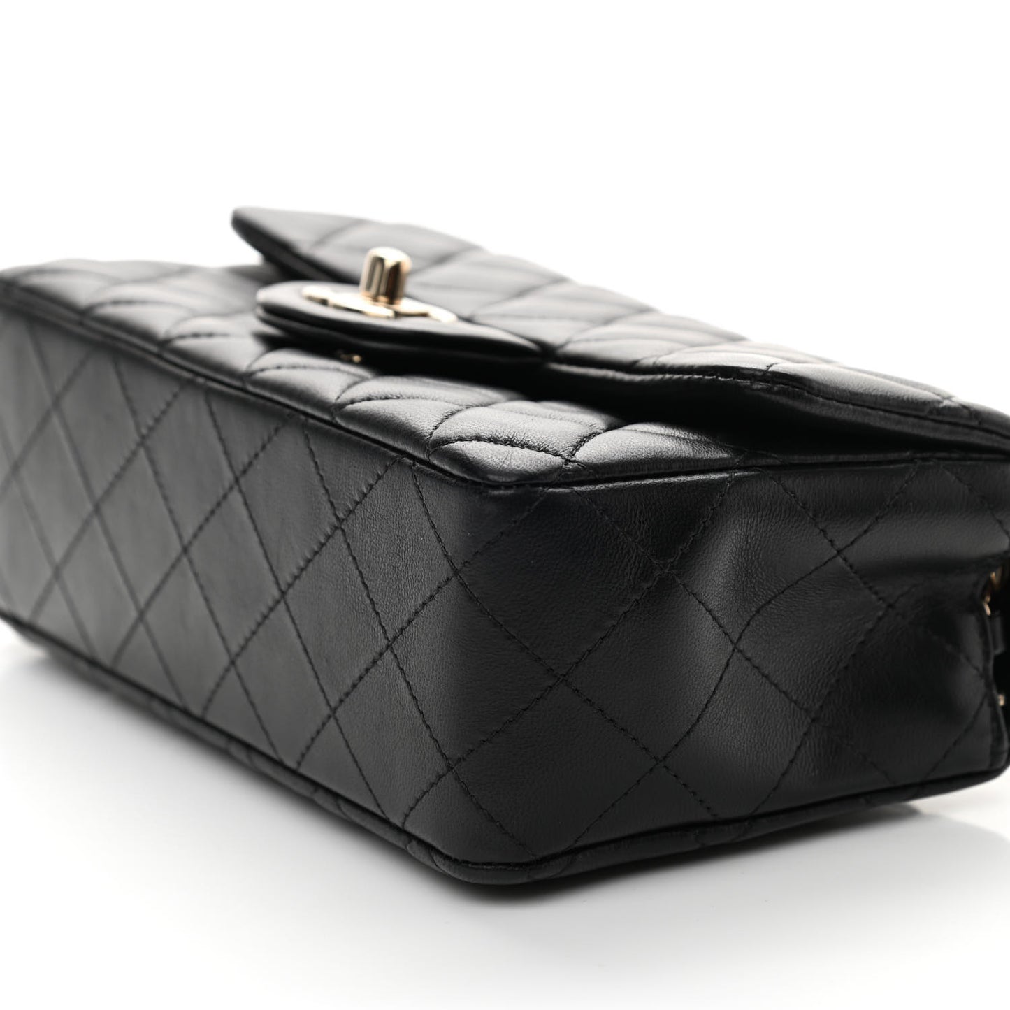 Lambskin Quilted Mini Rectangular Flap Black