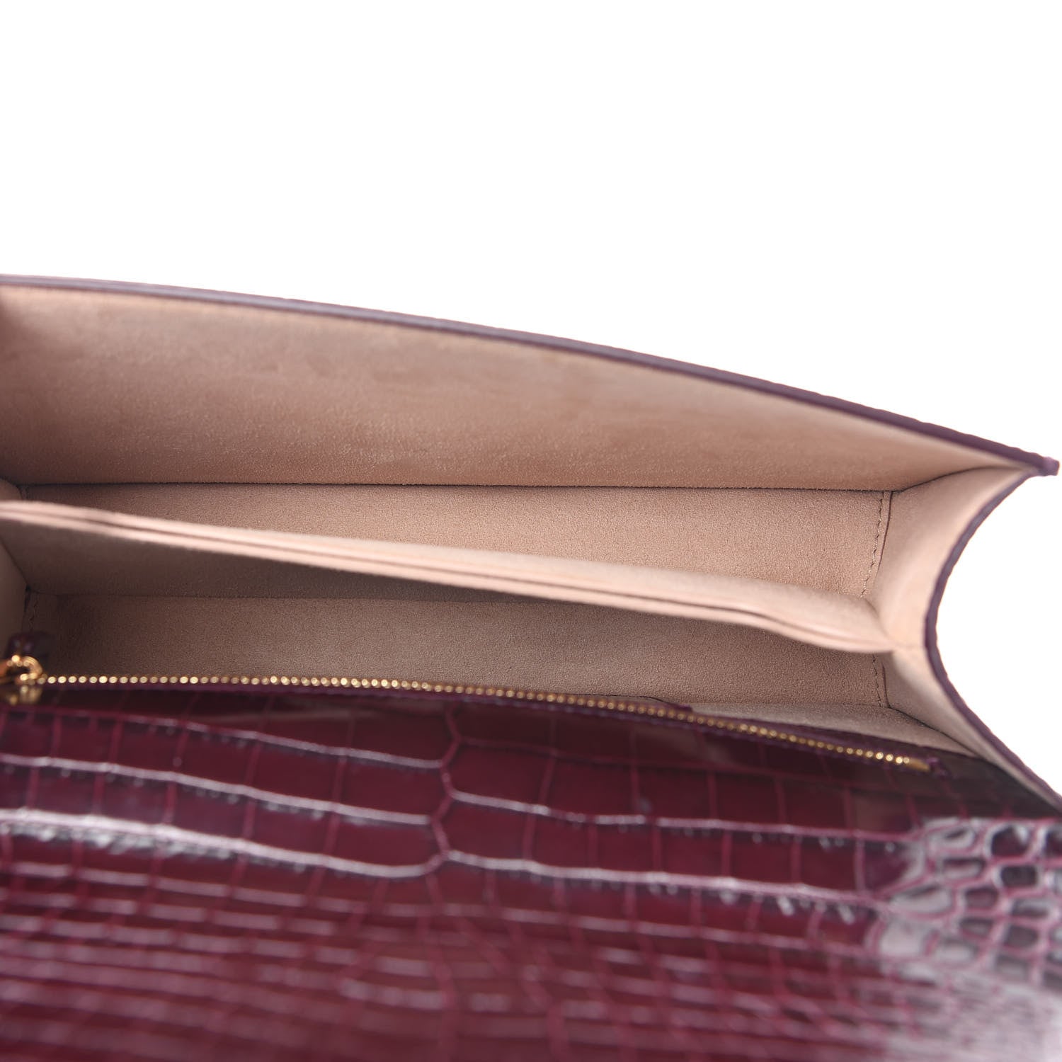 Alexander McQueen Shiny Crocodile Embossed Jeweled Satchel Burgundy 5 of 8