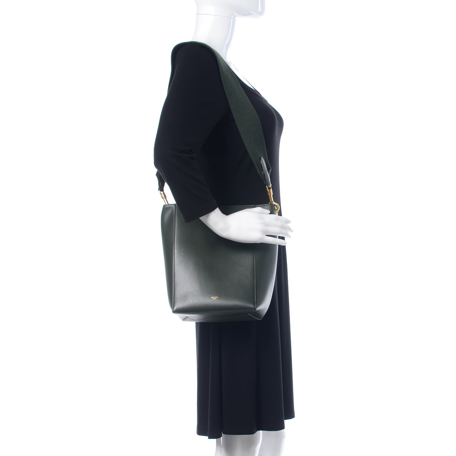 Celine Smooth Calfskin Small Sangle Bucket Bag Bottle Green 2 of 8
