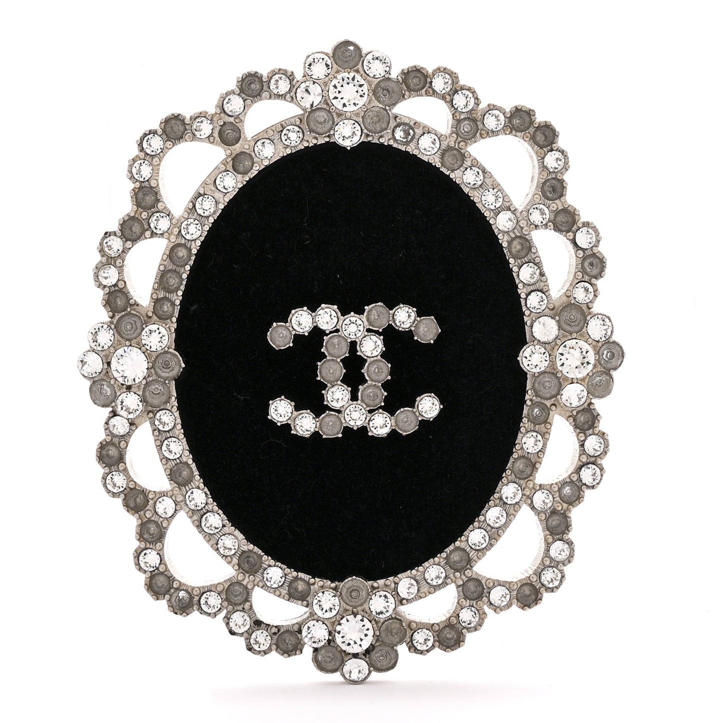 Crystal CC Velvet Brooch Black