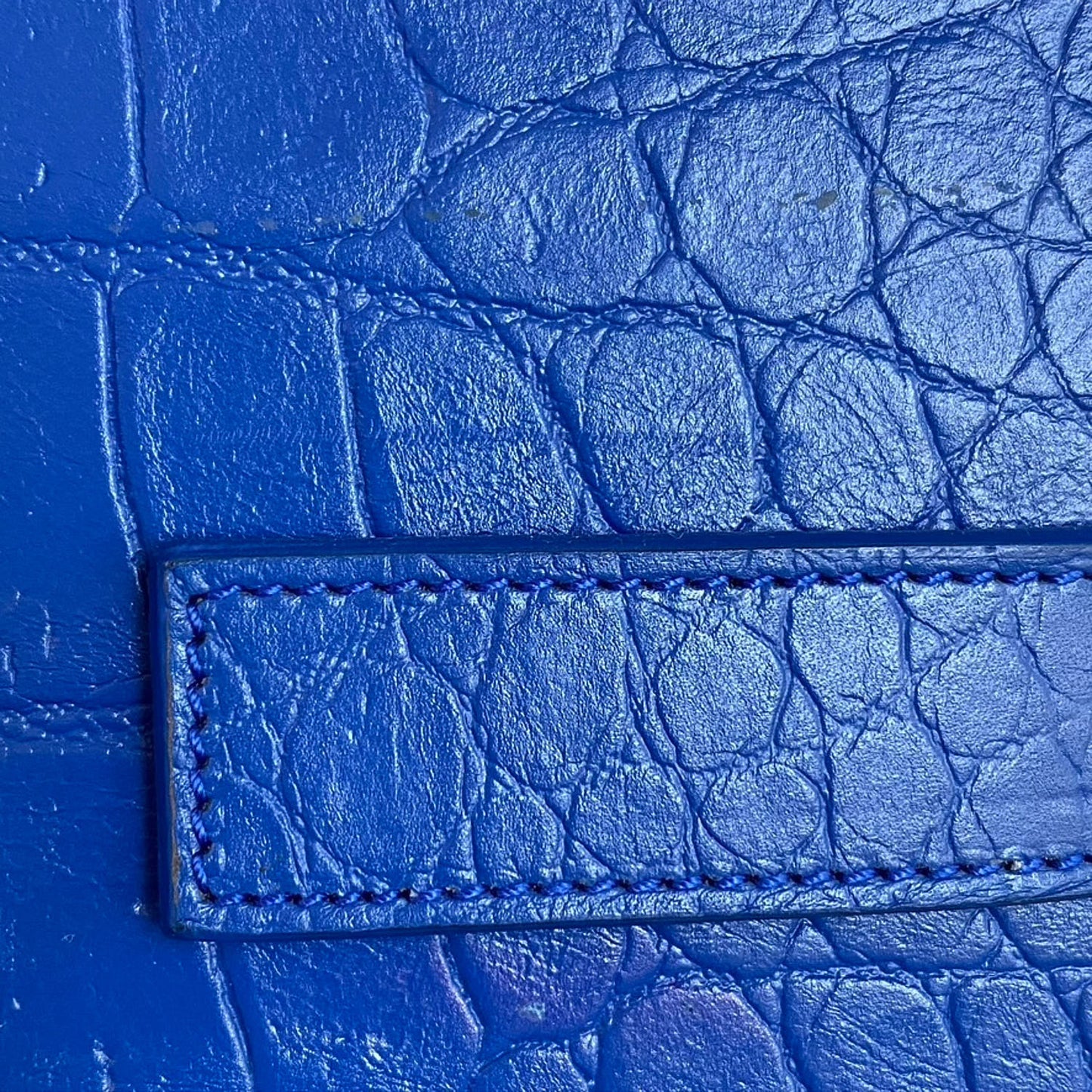Calfskin Crocodile Embossed Small Sac De Jour Royal Blue
