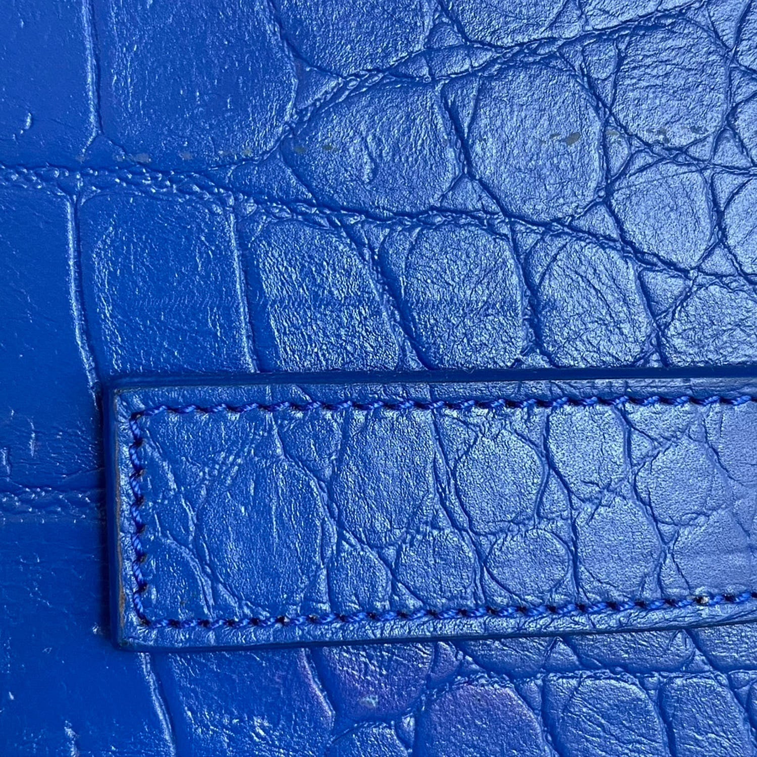Saint Laurent Calfskin Crocodile Embossed Small Sac De Jour Royal Blue 13 of 14