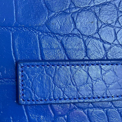 Saint Laurent Calfskin Crocodile Embossed Small Sac De Jour Royal Blue 13 of 14