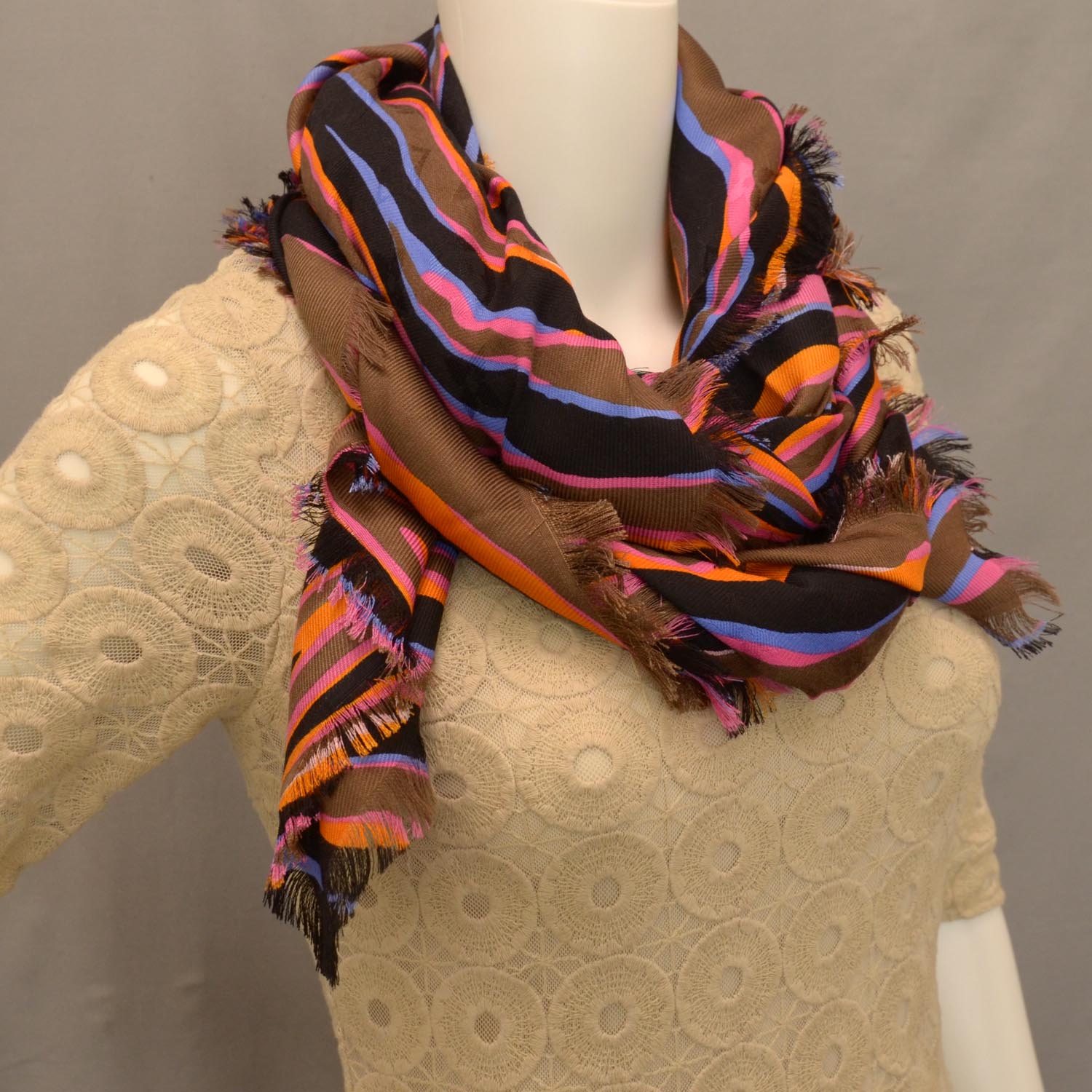 Louis Vuitton Silk Wool Zebra Shawl 3 of 5